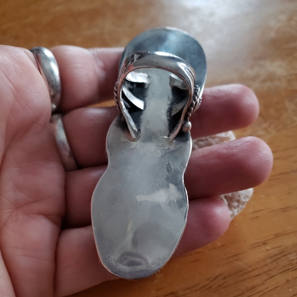 huge genuine turquoise ring 3 stone unmarked - Picture 7 of 8